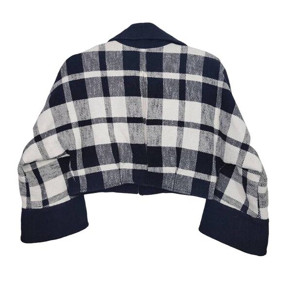 Ellen Tracy Womens 4 Black White Tartan Plaid Preppy Academia Crop Tweed Jacket - Picture 2 of 14